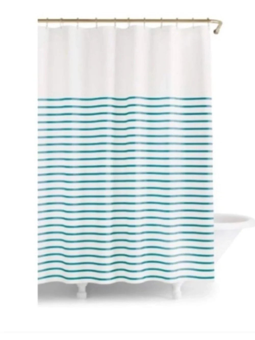 Kate Spade Harbor Stripe blue and white striped shower curtain
